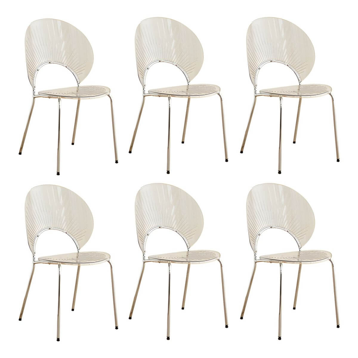 Scandinavian style stackable armless side chair made of plastic and acrylic for dining