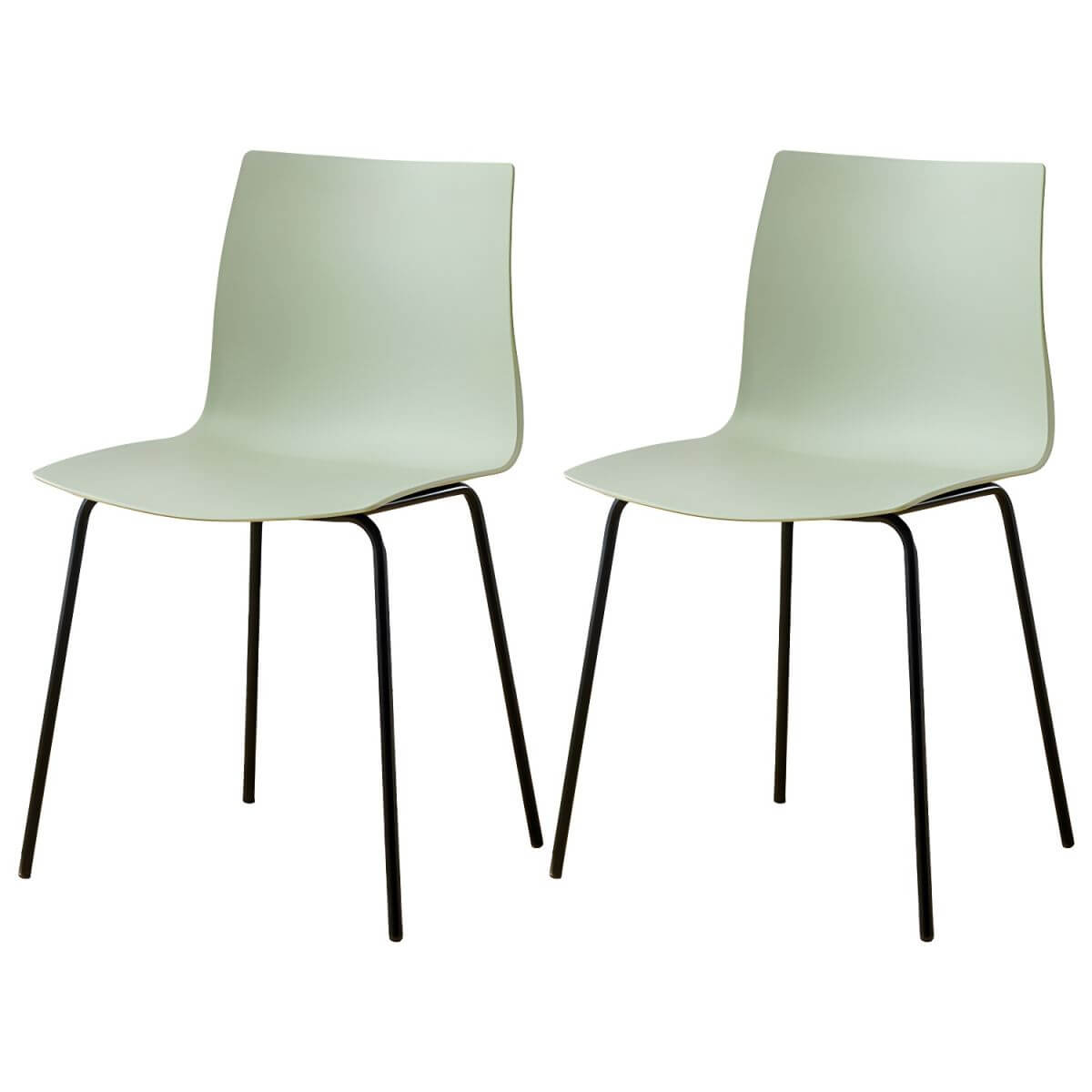 Modern plastic and acrylic side chair with metal legs, ideal for kitchen and dining rooms