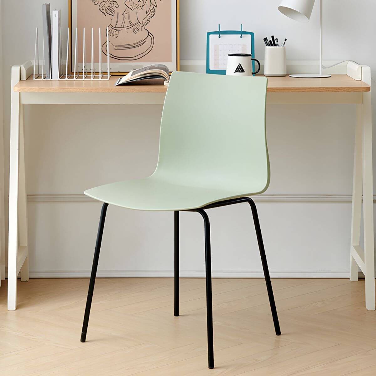Modern Plastic & Acrylic Side Chair for Kitchen & Dining with Metal Legs Dining Chairs Secondary image