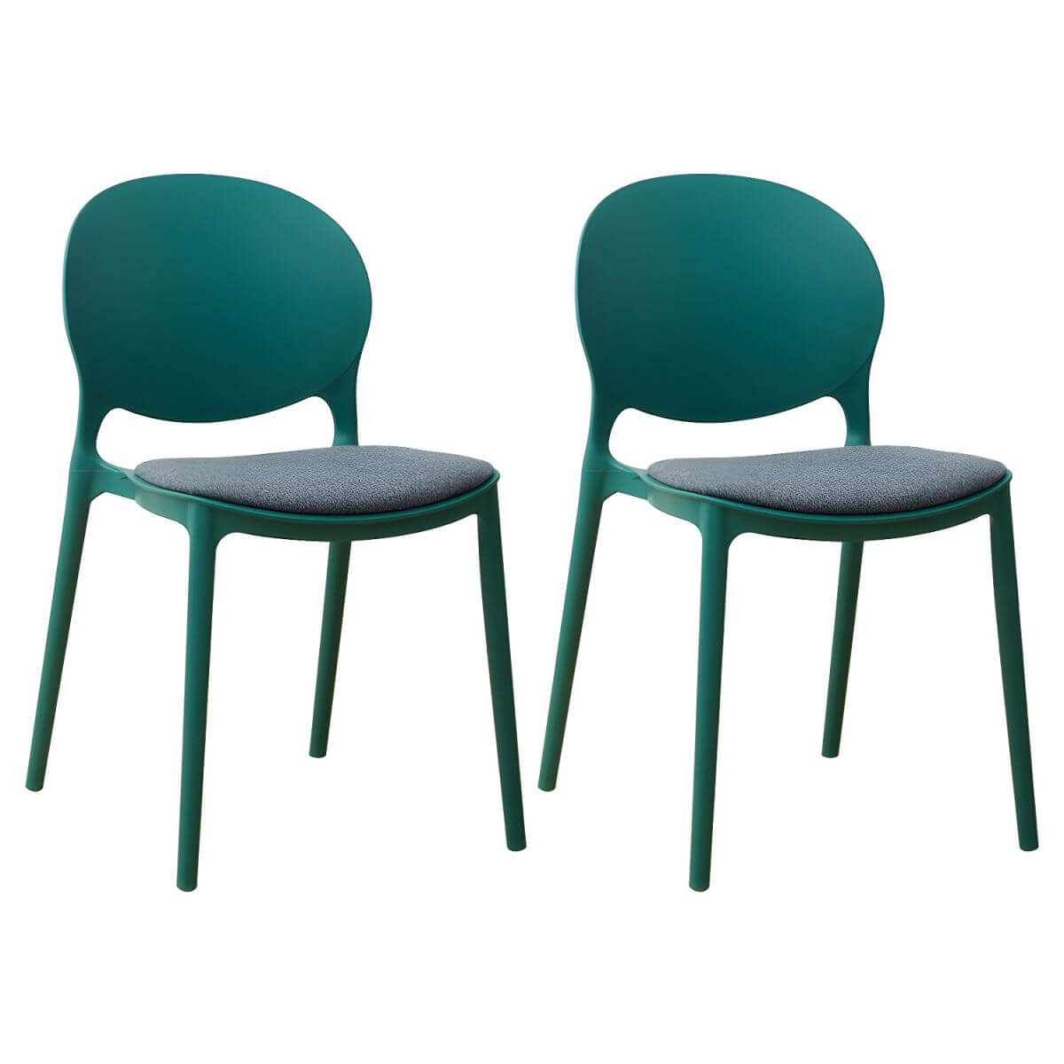 Scandinavian plastic dining chair with open back and four legs, ideal for home use