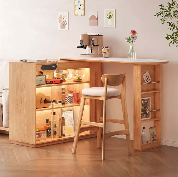 360-Degree Rotating Bar Table With Marble Top