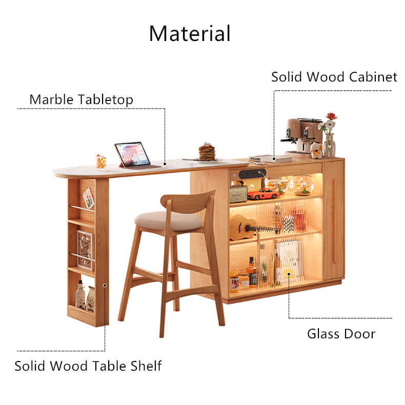 360-Degree Rotating Bar Table With Marble Top
