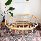 Cozy natural rattan papasan chair available in single or double size for comfortable lounging