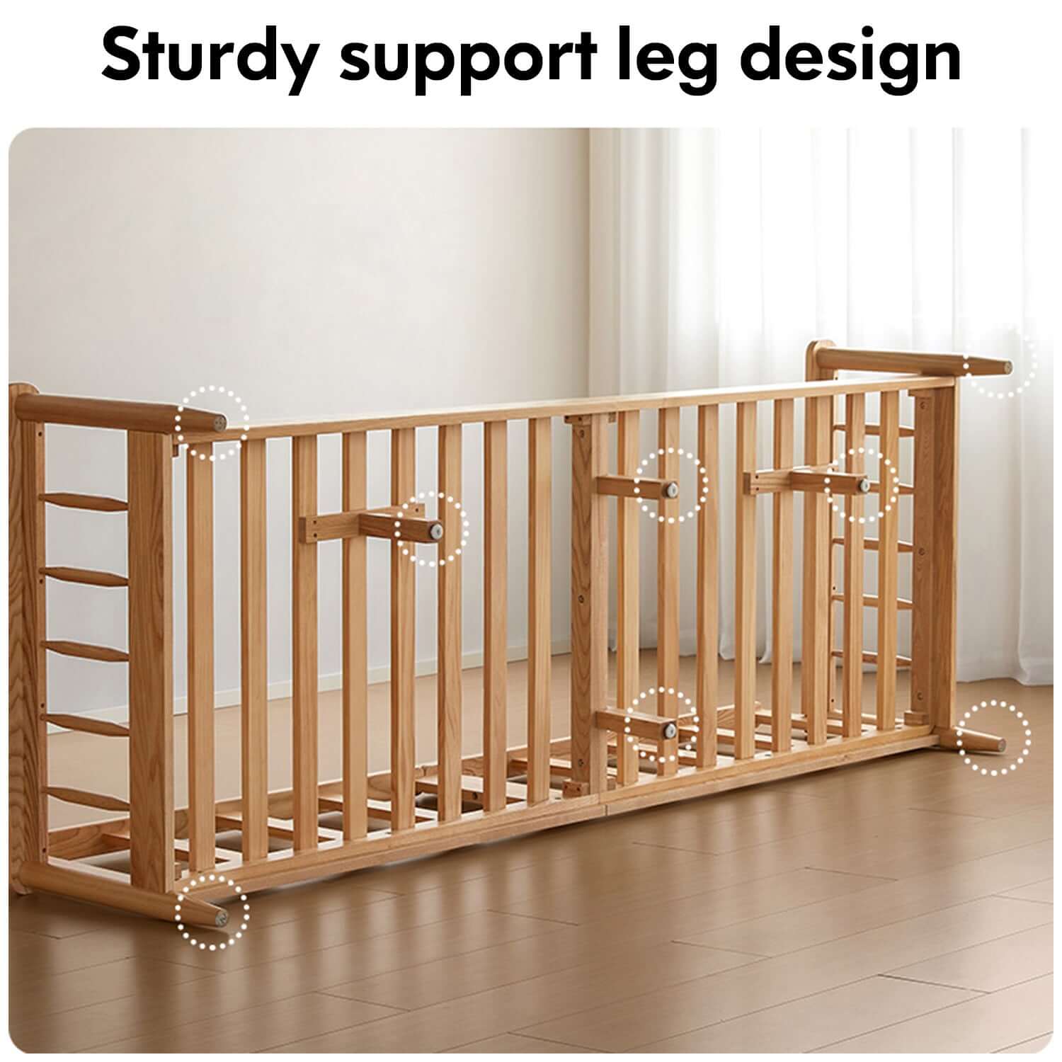 Japandi style solid ash wood sofa upholstered in cotton linen, corduroy, and cat-scratch fabric