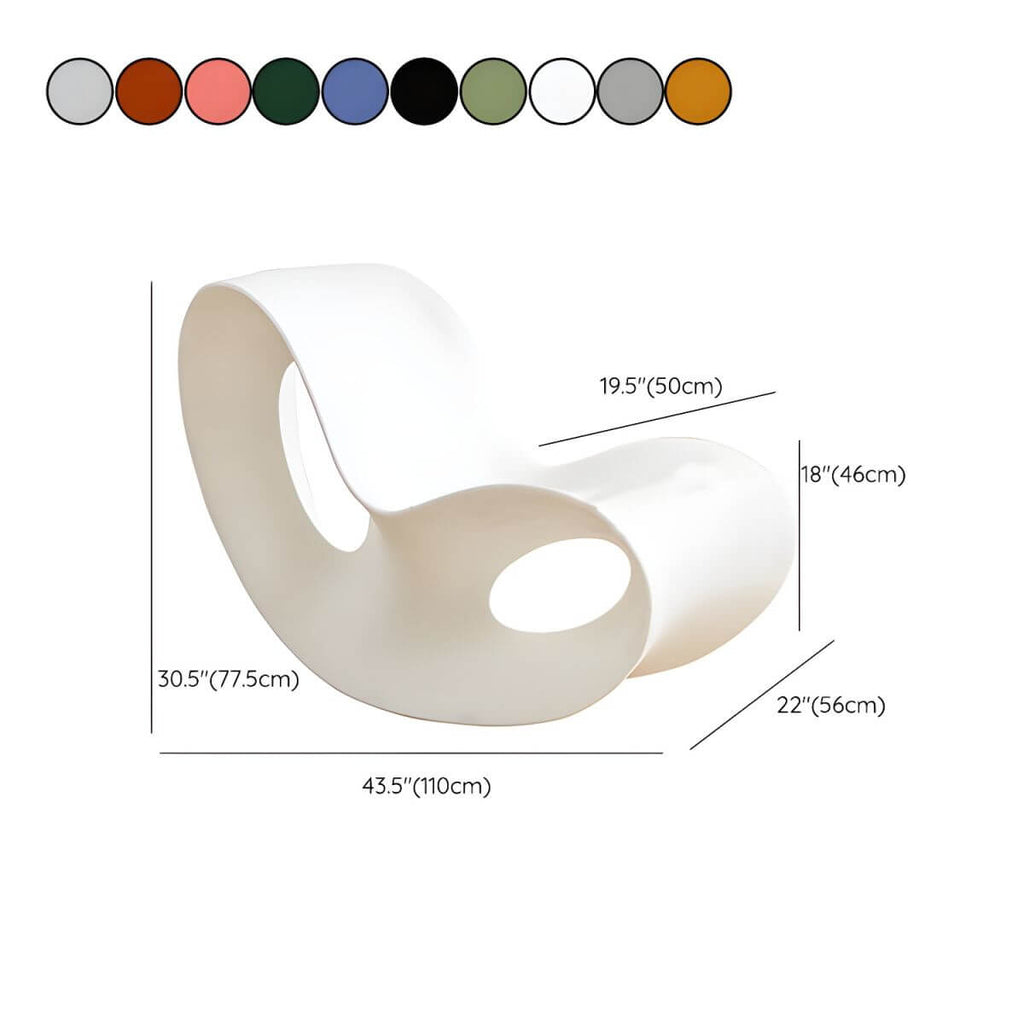 Acrylic contemporary indoor rocking chair without armrest in solid color