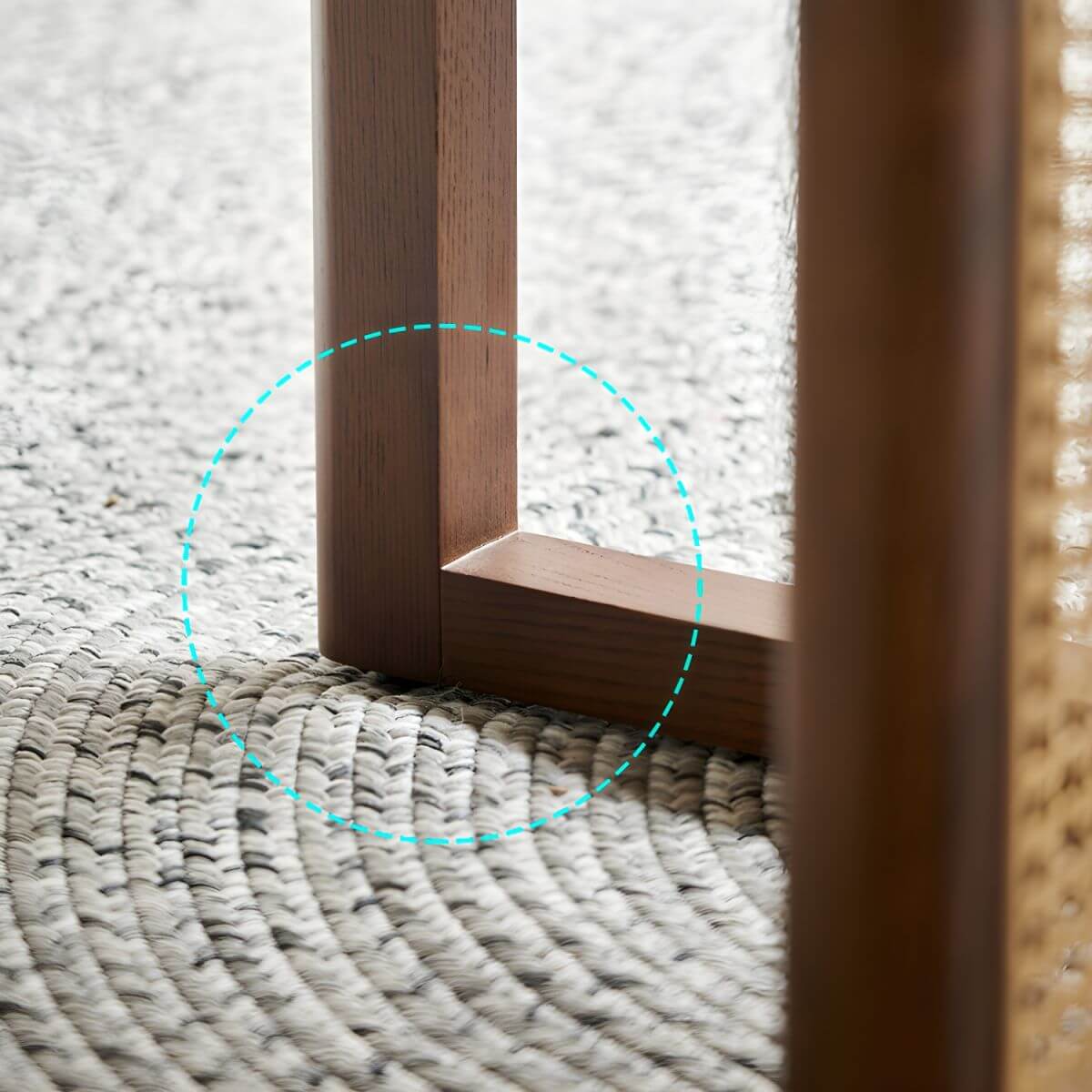 5-piece solid wood dining set with round rattan table and four chairs for dining room