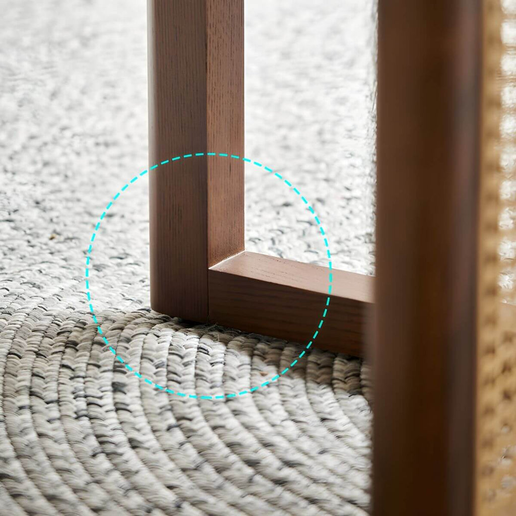 5-piece solid wood dining set with round rattan table and four chairs for dining room