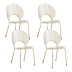 Stackable Scandinavian style dining chair with plastic seat, acrylic back, and silver legs