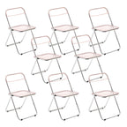 Scandinavian style dining chair with silver metal legs and plastic acrylic seat