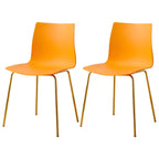 Modern plastic and acrylic side chair with metal legs, ideal for kitchen and dining rooms