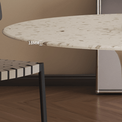 Elegant Terrazzo Round Dining Table with Stylish Wooden and Metal Base