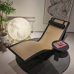 Vintage Chaise Lounge Chair in Cane Wood Black