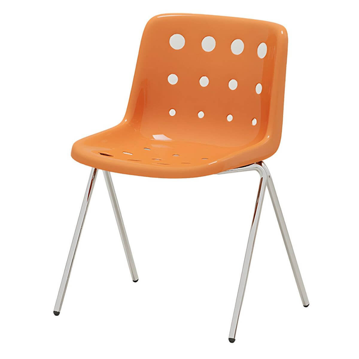 Stackable Scandinavian plastic and acrylic side chair with low back for dining