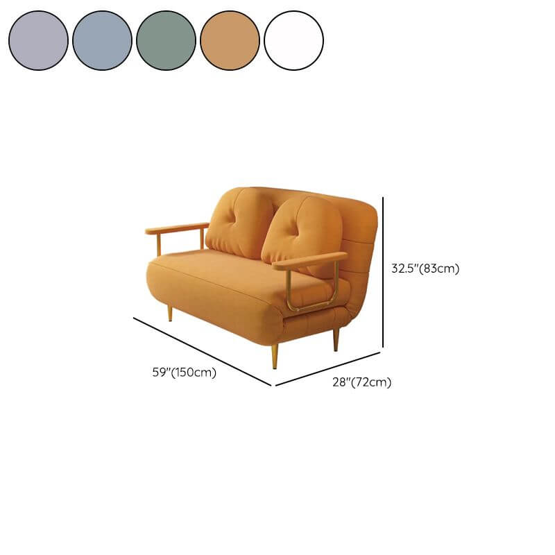 Convertible sofa sleeper with tufted back and polyester fiber upholstery