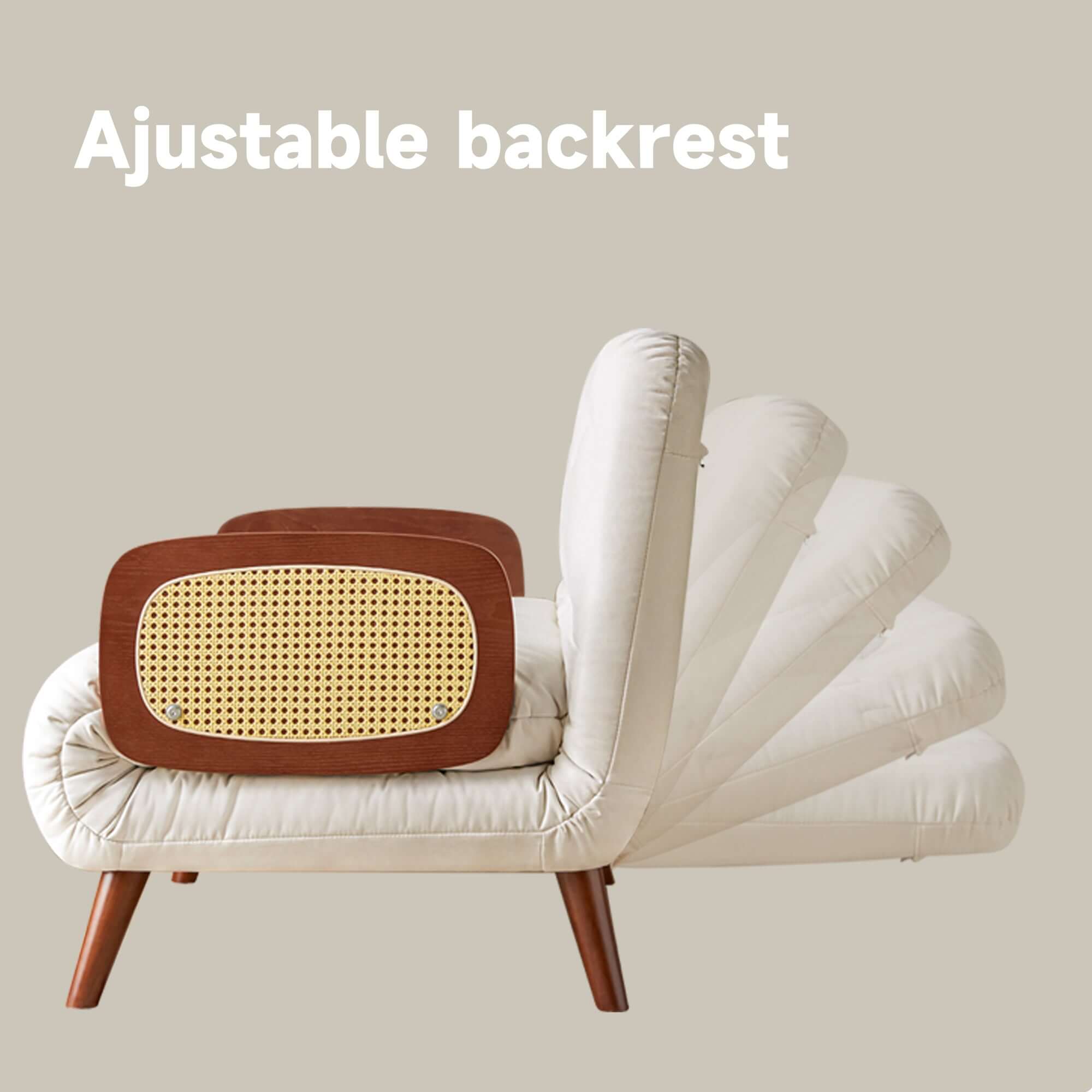 Beige 3-in-1 folding sofa bed with cotton and linen upholstery, convertible for versatile use