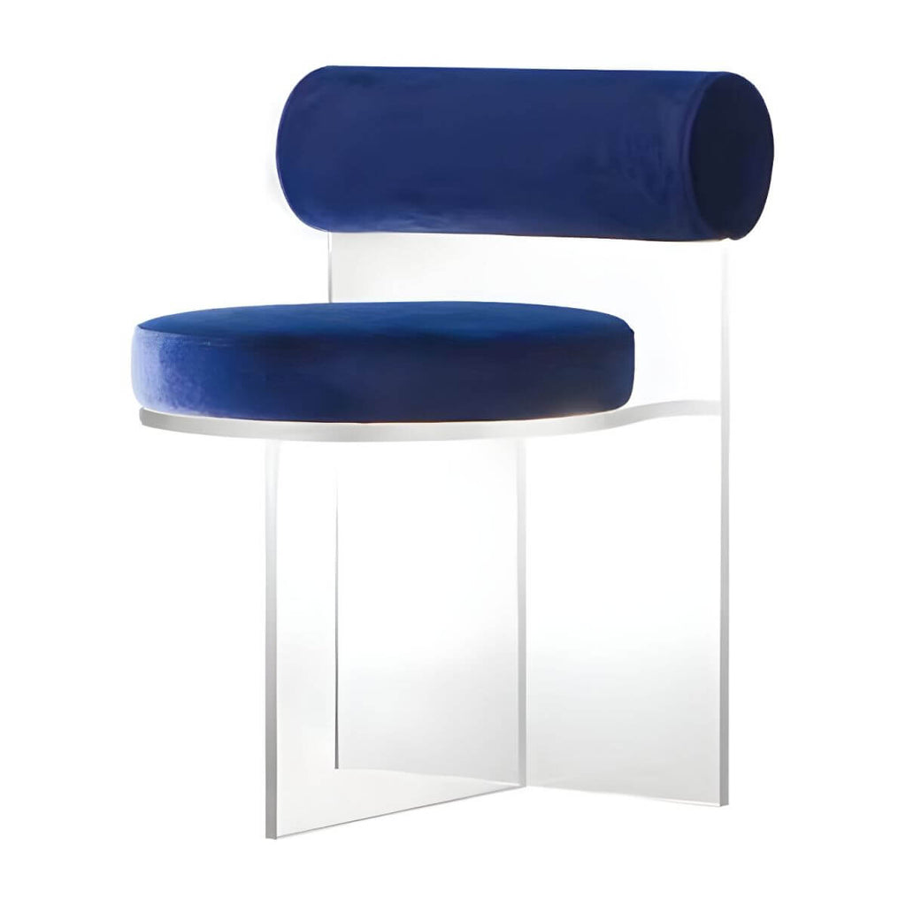 Acrylic contemporary dining chair with solid back, perfect for modern dining rooms