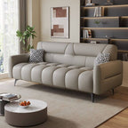 Synthetic Leather Arm-Included Grey Standard Sofa, Light Gray, Latex, 83"L x 28"W x 33"H