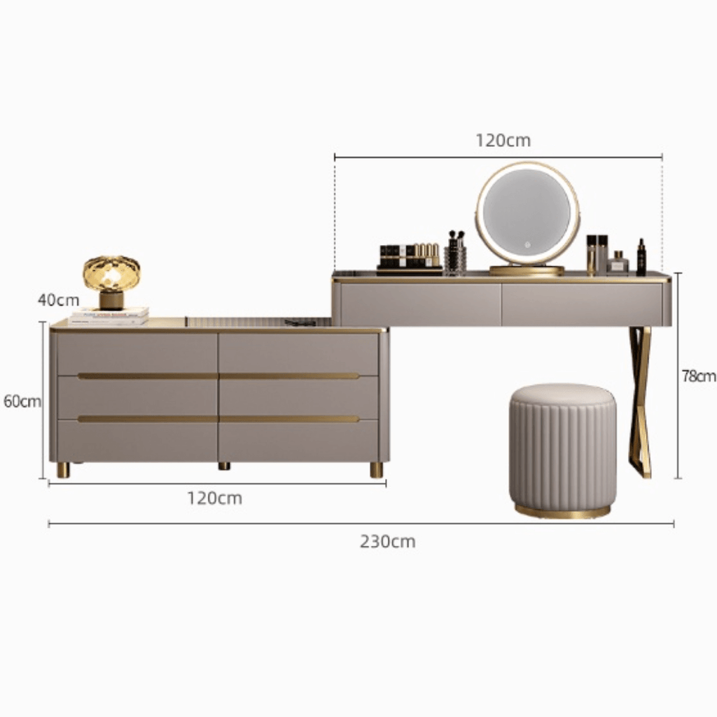 Modern minimalist makeup vanity with storage cabinet, perfect for stylish and elegant spaces
