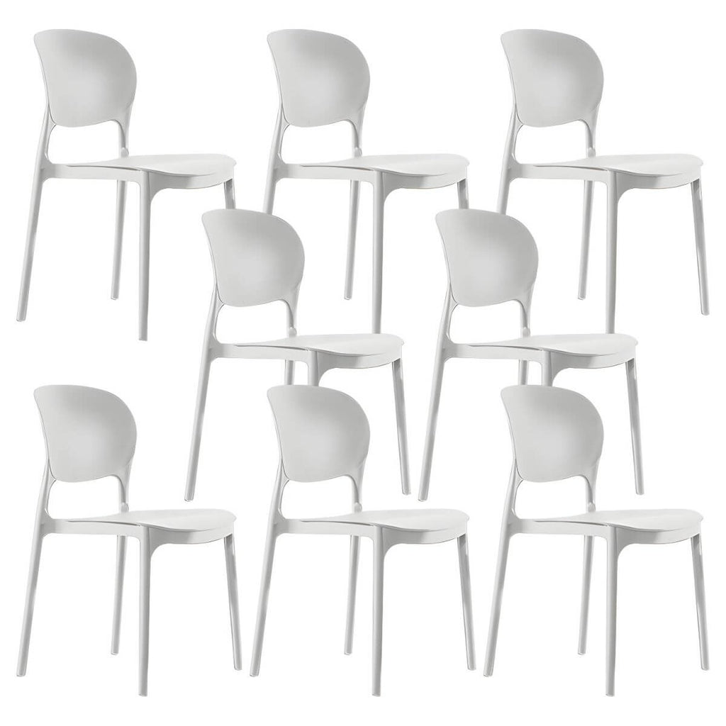 Stackable modern side chair with low back made of plastic and acrylic, perfect for contemporary dining
