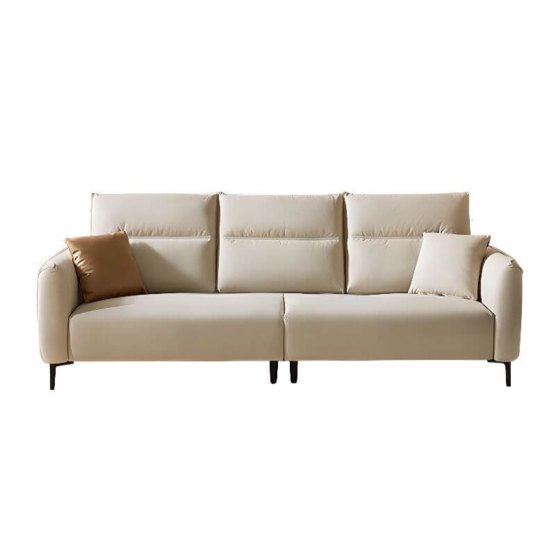 Straight sofa recliner with left-hand facing and round arms, made of polyester blend fabric