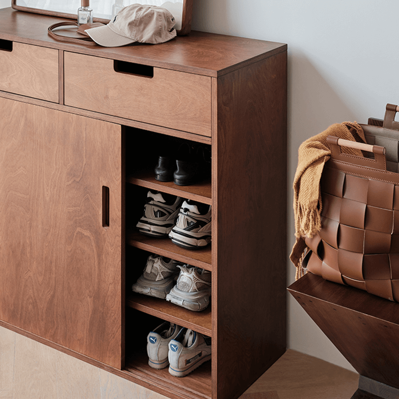 39" Freestanding Shoe Storage Cabinet in Walnut Finish