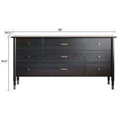 63in Wide 9 Drawer Sideboard Kitchen Furniture Storage Cabinets