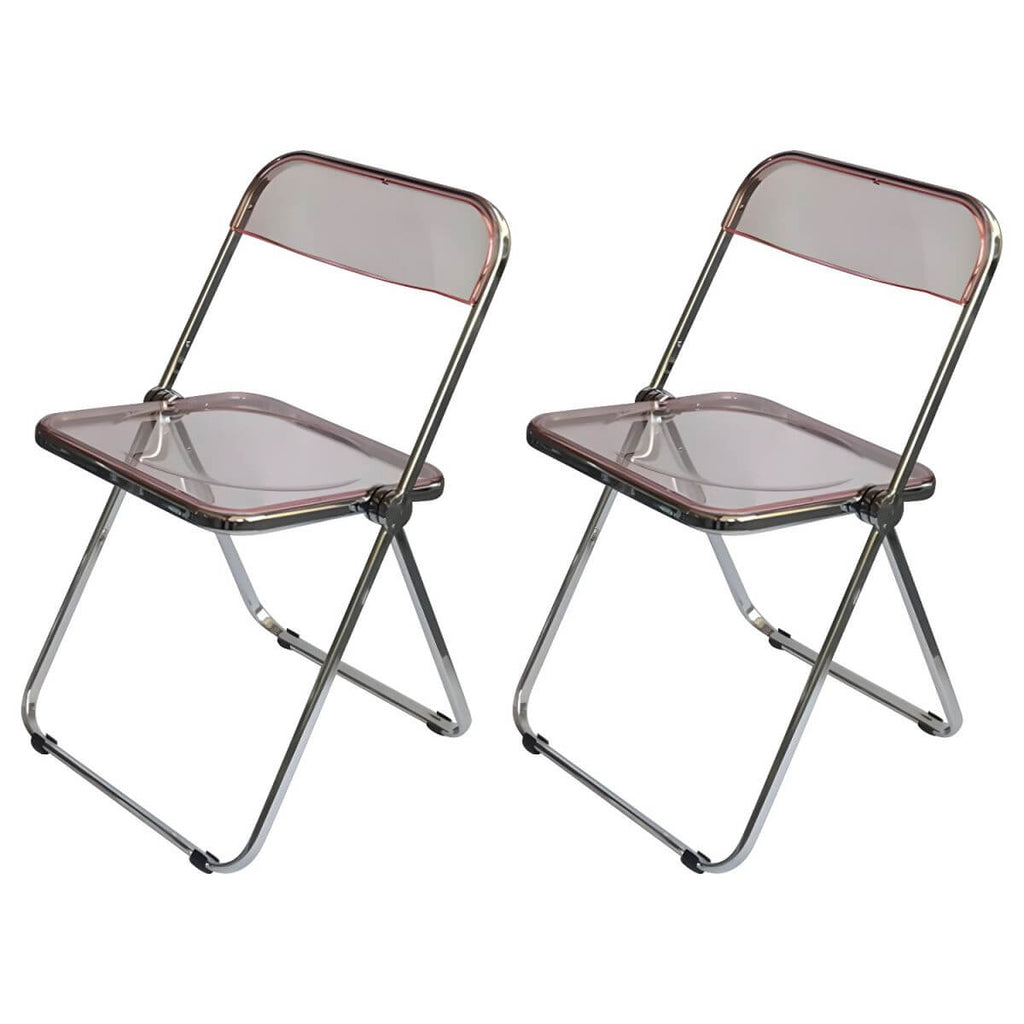 Contemporary acrylic folding armless chair with open back, ideal for dining rooms