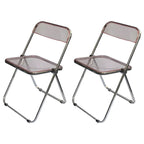 Contemporary acrylic folding armless chair with open back, ideal for dining rooms