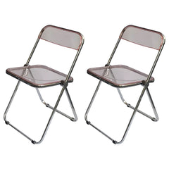 Contemporary Acrylic Open Back Folding Armless Chair for Dining Room Dining Chairs