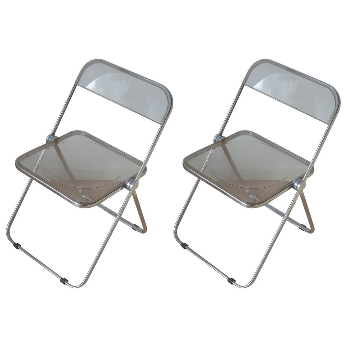Contemporary acrylic folding armless chair with open back, ideal for dining rooms