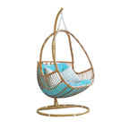 Metal stand porch swing with tropical unfinished color, pads, and chain for two swings