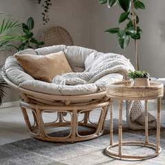 Natural Rattan Papasan Chair - Cozy Lounge Sofa