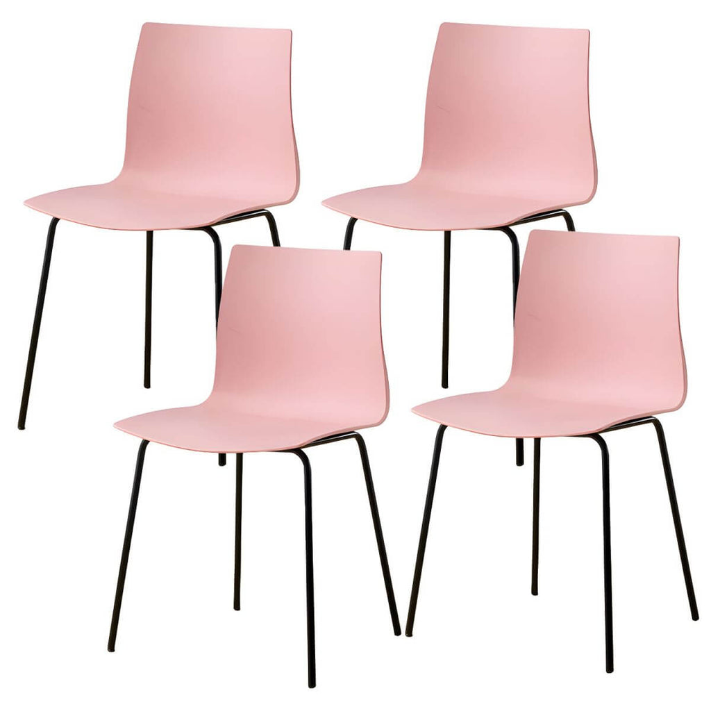 Modern plastic and acrylic side chair with metal legs, ideal for kitchen and dining rooms
