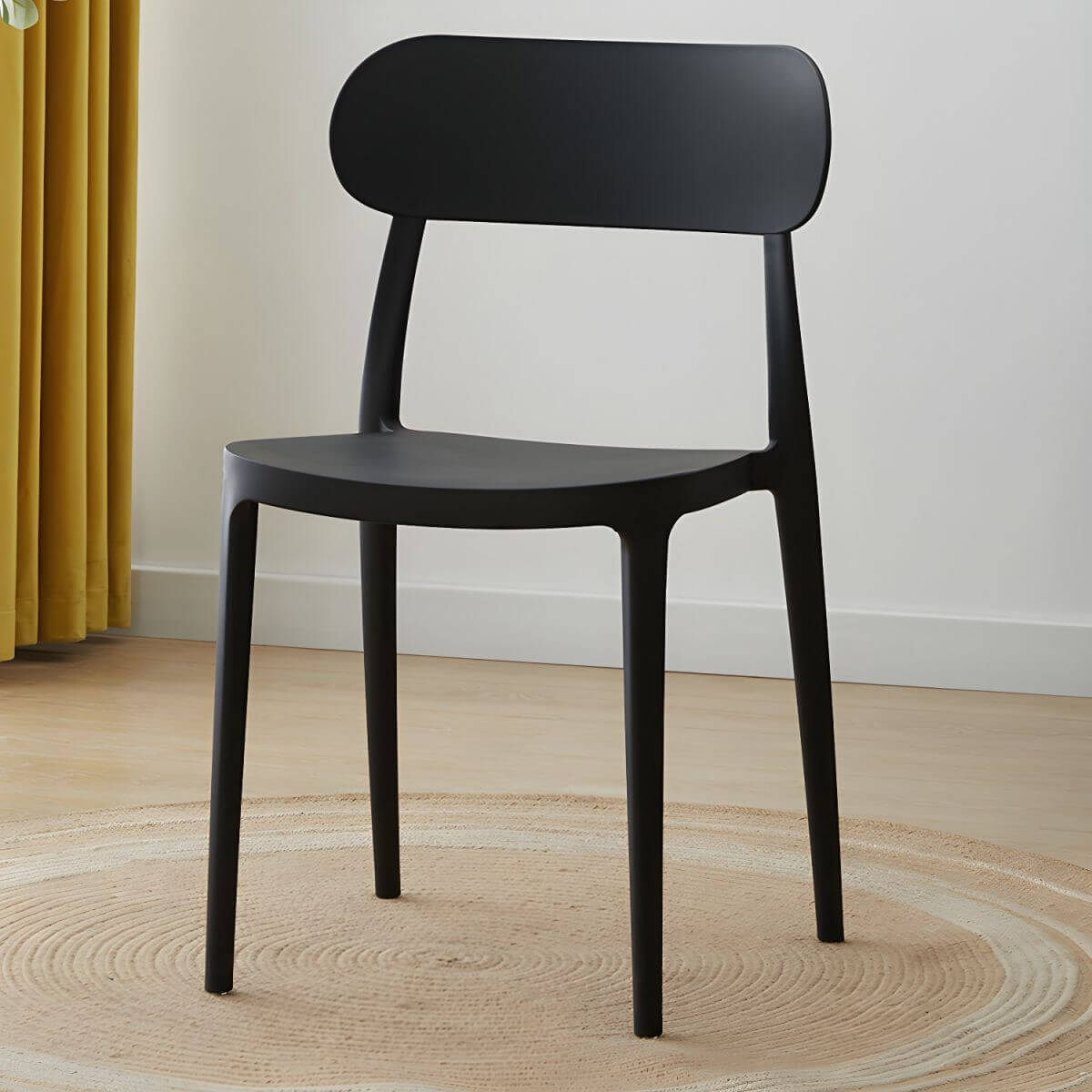 Modern Scandinavian dining chair made of plastic and acrylic, perfect for kitchen and dining areas