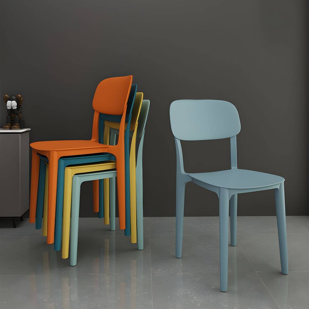 Stackable Nordic acrylic dining chair with backrest and acrylic legs