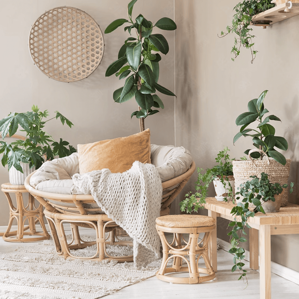 Comfortable Nordic design papasan lounge chair made with durable rattan material