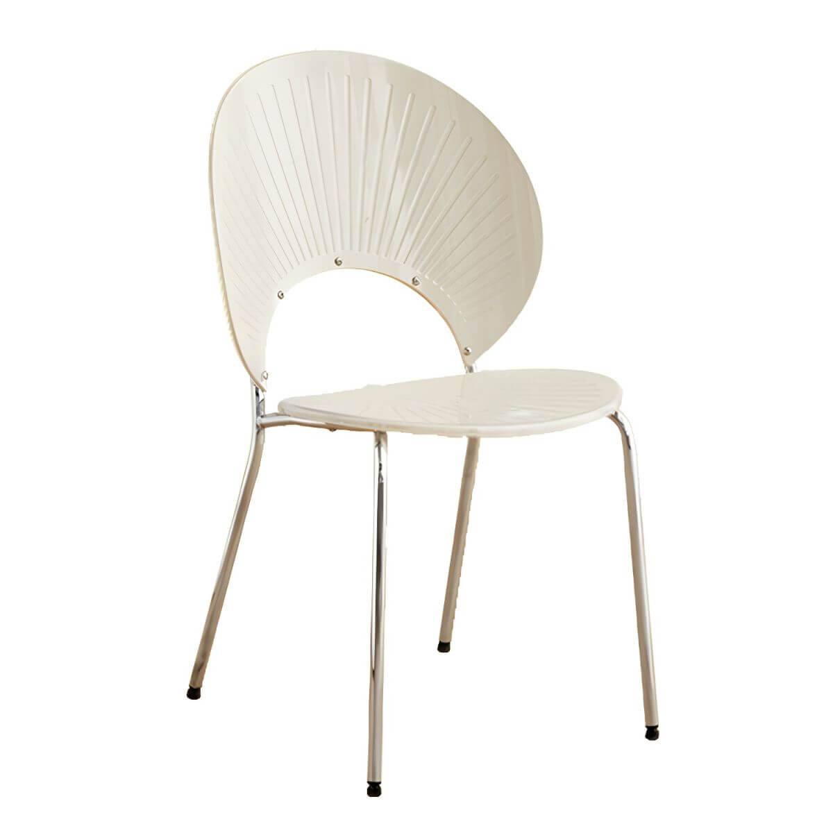 Scandinavian style stackable armless side chair made of plastic and acrylic for dining