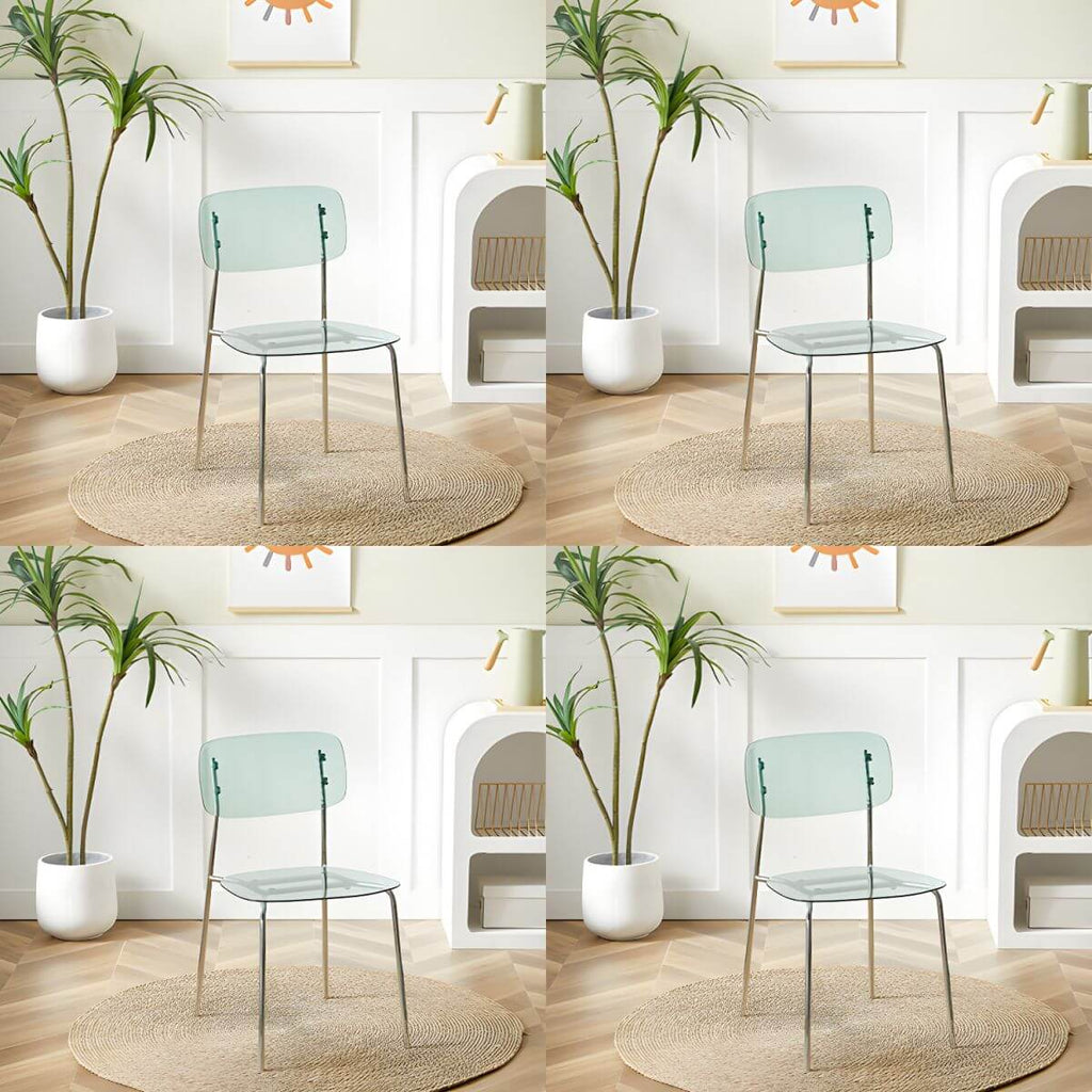 Transparent acrylic dining chair with modern design, perfect for living room and kitchen seating