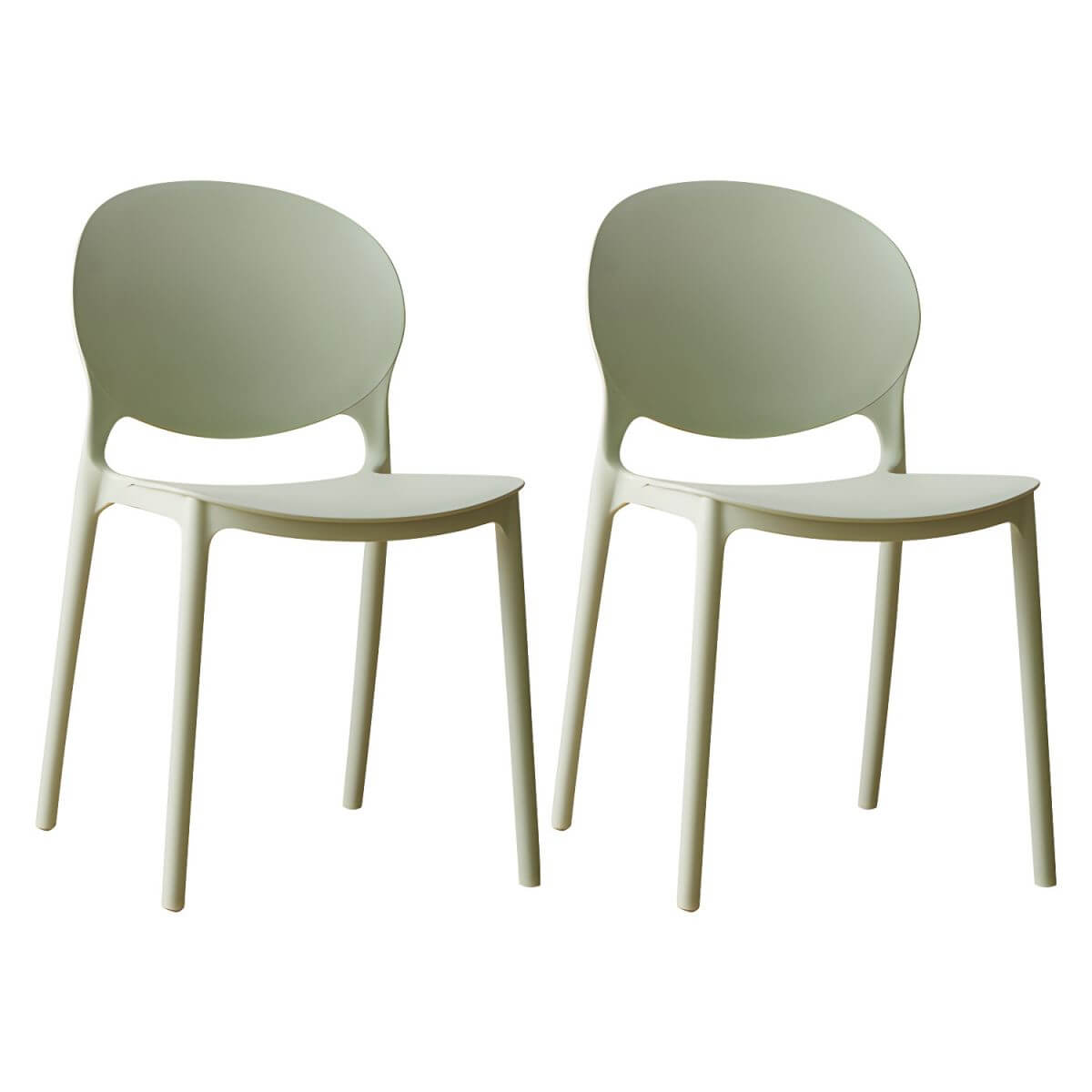 Scandinavian plastic dining chair with open back and four legs, ideal for home use