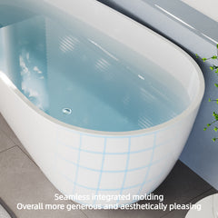 Sleek 67-Inch Acrylic Bathtub in Egg Shape, White Finish