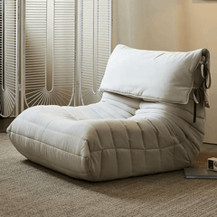 Comfortable Single Sleeper Caterpillar Sofa Chair in Burnt White Suede