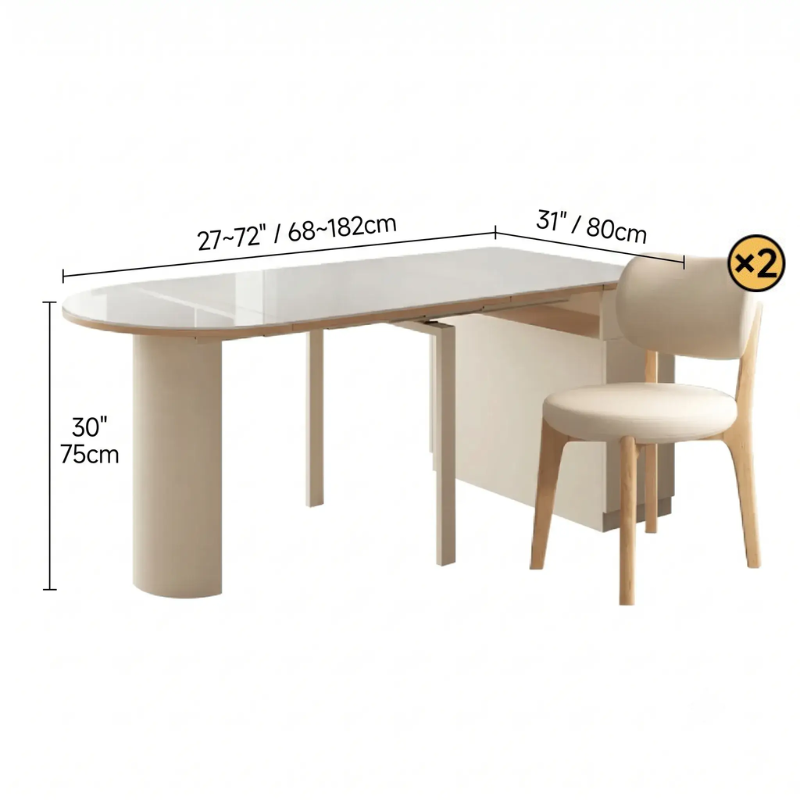 Conjunto de Mesa y Sillas de Comedor Expandible Minimalista Moderno
