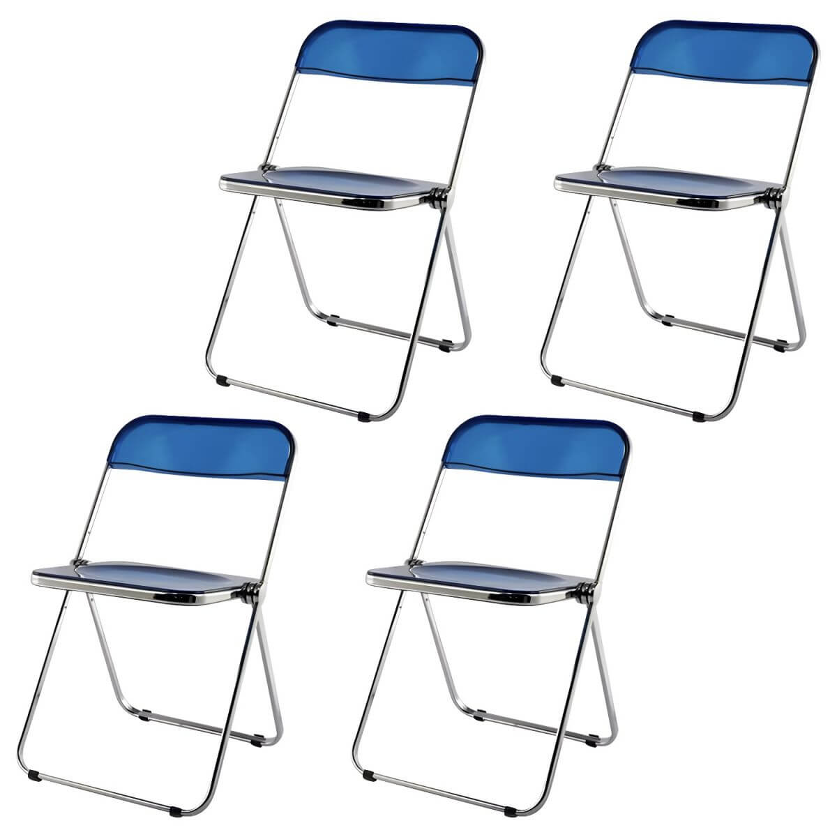 Contemporary acrylic folding armless chair with open back, ideal for dining rooms