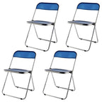 Contemporary acrylic folding armless chair with open back, ideal for dining rooms