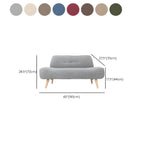 Small Scandinavian style sofa with wood frame and solid color polyester upholstery