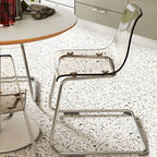 Scandinavian style plastic and acrylic dining side chair with silver legs, non-upholstered design