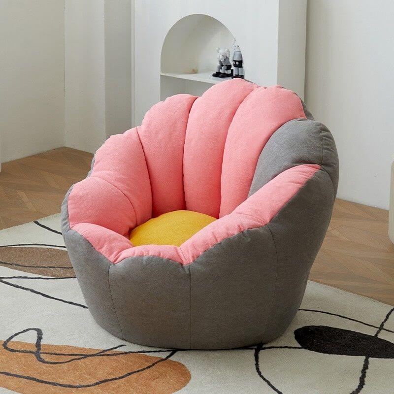 Lemon color cotton blend Papasan chair with slipcover and sewn pillow back accent