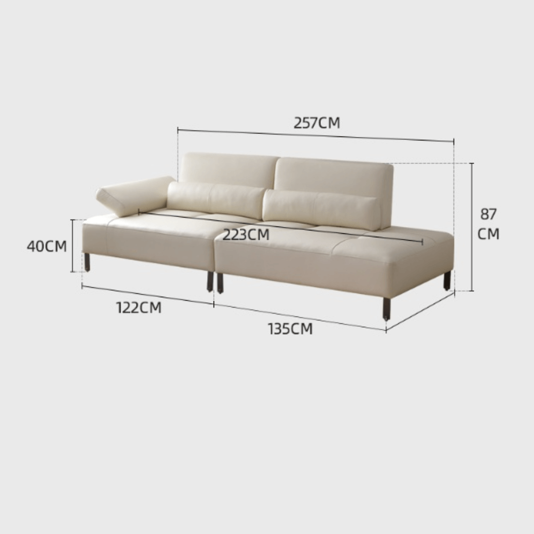 Cream white ergonomic sofa with transformable comfort and contemporary design