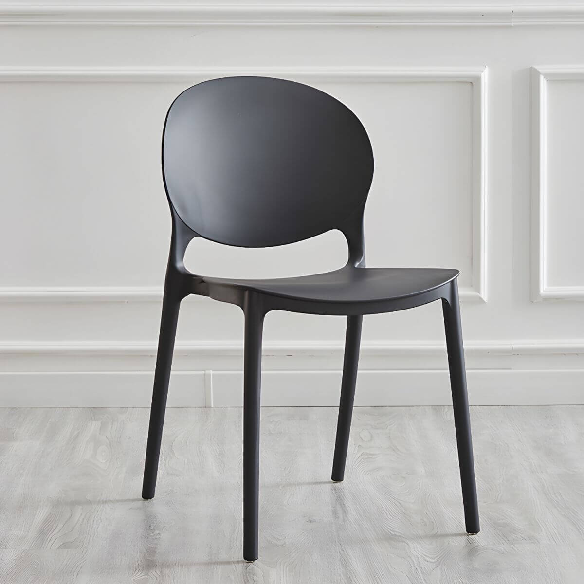 Modern acrylic dining side chair with open back, 32 inches tall, ideal for restaurant seating