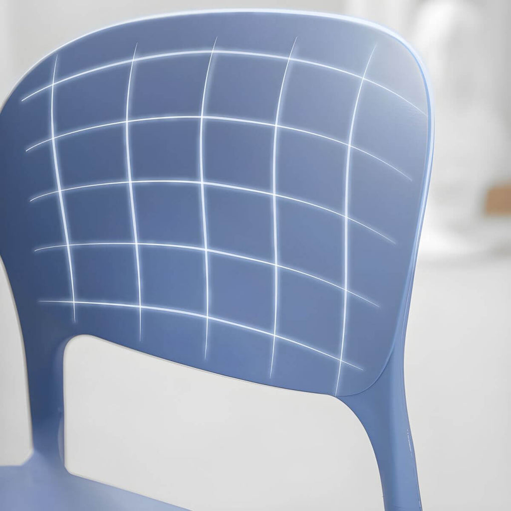 Stackable modern side chair with low back made of plastic and acrylic, perfect for contemporary dining